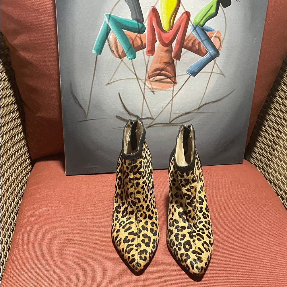Adrienne Vittadini Leopard Print Ankle Booties